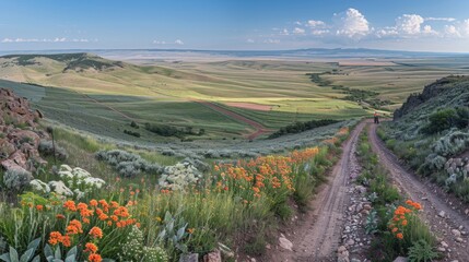 Wall Mural - a farmer, farmland ,blue sky, aesthetic, national geography, masterpiece.