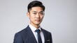 young asian businessman studio portrait on plain white background from Generative AI