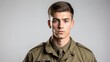 young british military man studio portrait on plain white background from Generative AI
