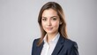 © Arceli - young businesswoman studio portrait on plain white background from Generative AI