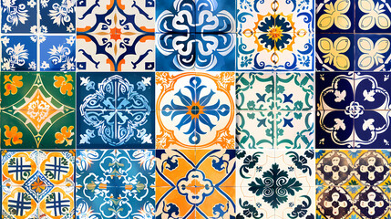 Naklejka na meble Traditional ornate portuguese tiles azulejos ,vector image