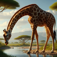 Wall Mural - giraffe in the savannah