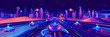 © Natalia - A digitally created futuristic cityscape at night with neon-colored autonomous vehicles on a multi-lane highway.