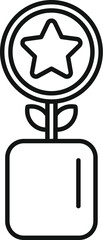 Poster - Reward coin plant pot icon outline vector. Online bonus win. Loyal benefit