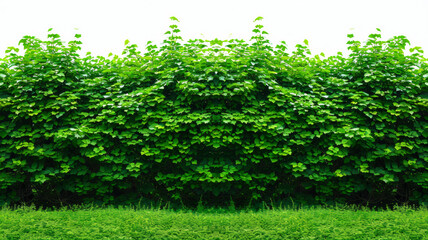 Wall Mural - A lush green hedge with a white background