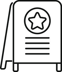 Sticker - Reward bonus street board icon outline vector. Service marketing. Win shopping benefit