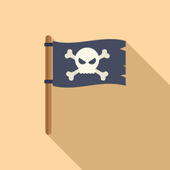 Wall Mural - Pirate flag copyright law icon flat vector. Online protection. Danger content