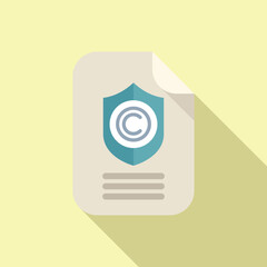 Wall Mural - Copyright protection document icon flat vector. Online right. Composition smart rule