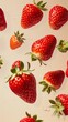 Dynamic graphic poster with segments of strawberry suspended in space, creating a visual feast with bright red colors against a neutral backdrop
