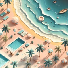 Wall Mural - summer background with sea, generative ai