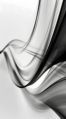 Wall Mural - Black abstract futuristic  wave on white background.