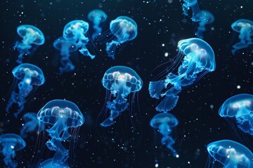 Wall Mural - jellyfish underwater glows floating ocean sea