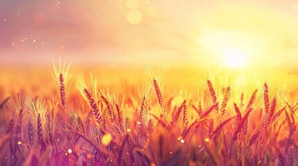 serene wheat field at sunrise with happy vaisakhi text festive spring background digital illustration