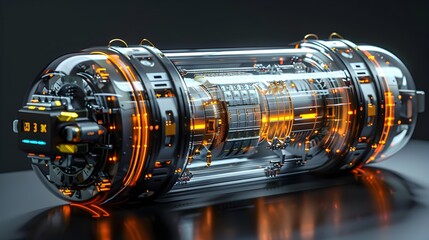 Poster - Advanced Lithium-Sulfur Battery with Detailed Cutaway Showcasing Internal Components