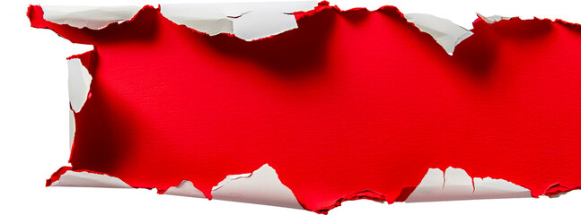 Wall Mural - torn red paper cut out on transparent background