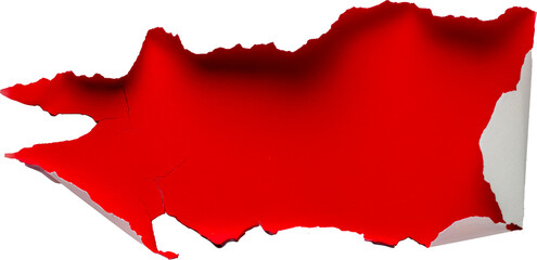 Wall Mural - torn red paper cut out on transparent background