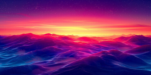 Wall Mural - A beautiful, colorful, and serene ocean scene with a pink and purple sky