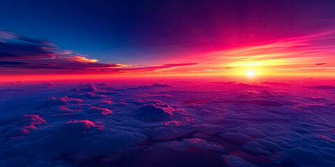 Wall Mural - A beautiful sunset with a pink and purple sky