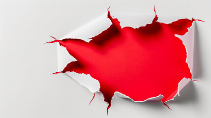 Wall Mural - torn white paper revealing red background