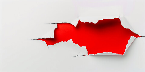 Wall Mural - torn white paper revealing red background