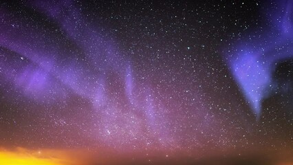 Wall Mural - Aurora Solar Storm Aurora Purple Red and Milky Way Galaxy Loop