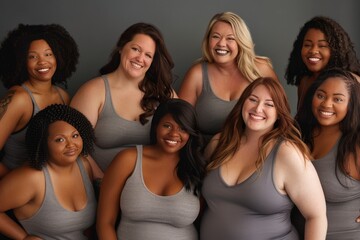 fat women joyful group portrait