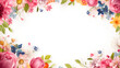 frame with colorful tulips frame, flower, floral, border, flowers, card, leaf, nature, spring, pink, decoration, design, illustration, rose, summer, vector, pattern, art