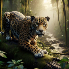 Wall Mural - jaguar hunting