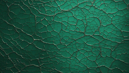 Wall Mural - dark green cracked enamel texture, crackle art background
