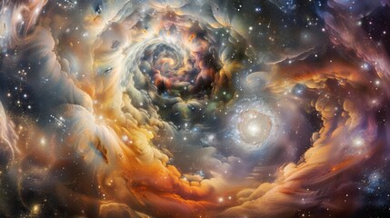 Wall Mural - majestic cosmic spiral galaxy swirling in star-filled universe