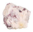 Lepidolite mineral rock isolated on white background. Mineralogy stone concept