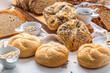 Assortment of bread, rolls and bakery products