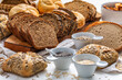 Assortment of bread, rolls and bakery products