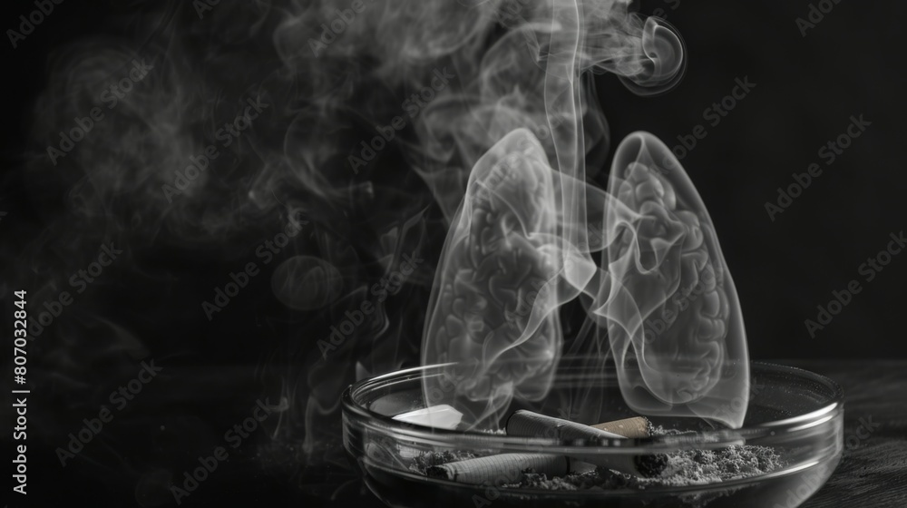 Smoke formation shaped as human lungs. Illustration of smokers lungs ...
