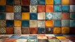 Ceramic tiles pattern elegant vintage background. Generative AI