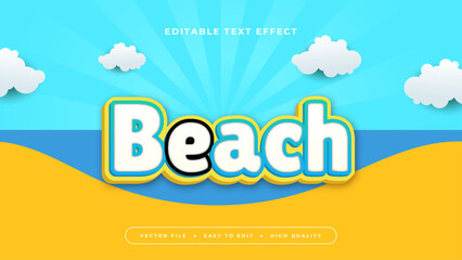 Wall Mural - Blue yellow and white beach 3d editable text effect - font style