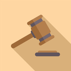 Sticker - Wooden gavel icon flat vector. Hammer decision. Legal guilt sign