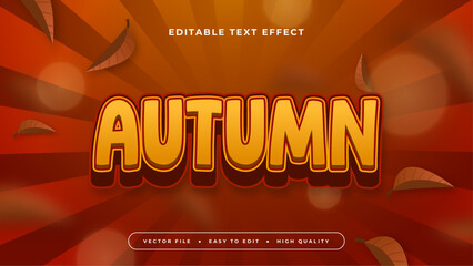 Wall Mural - Brown orange and red autumn 3d editable text effect - font style