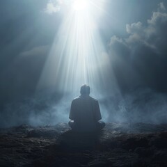 Person Praying and Meditating in Tranquility