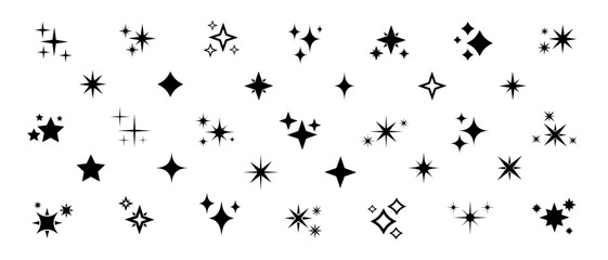 star icon collection. different star shapes. black stars icon set. sparkle star icon set. vector ill