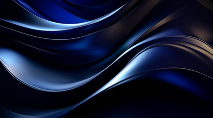 Sleek Blue and Black Fluid Wave Abstract Design