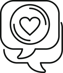 Canvas Print - Lovely chat icon outline vector. Love message. Online social speech