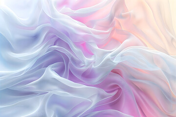 Wall Mural - Soft transparent cloth waves. Pink fabric with soft waves. Abstract pale pink fabric wavy folds. Modern luxury silk wave drapes background.