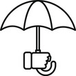 © anatolir - Hand give umbrella protection icon outline vector. Support parasol. Safety giving