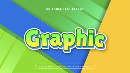 Yellow green and blue graphic 3d editable text effect - font style