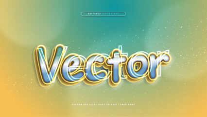 Wall Mural - Blue yellow and white vector 3d editable text effect - font style