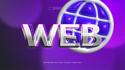 Wall Mural - Purple violet gray grey and blue web 3d editable text effect - font style