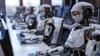 Robots Operate In A Call Center, Handling Various Tasks, Background HD For Designer        