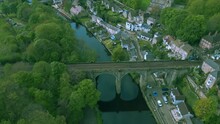 Aerial View Of The River And Bridge In Knaresborough