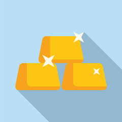 Sticker - Banking gold bars icon flat vector. Loan money. Collateral finance investor